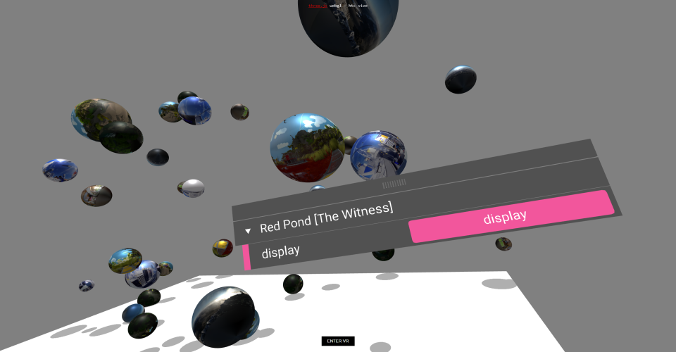 Preview image for Overunder Panorama Viewer. A field of floating spheres with worlds inside.